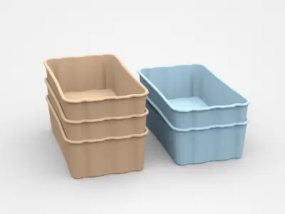 Industrial Plastic Containers On Top Of Each Other 3D model