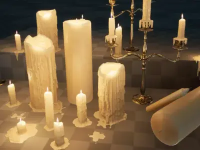 Melting Candle Pack For Unreal Engine 4 Low-poly 3D model