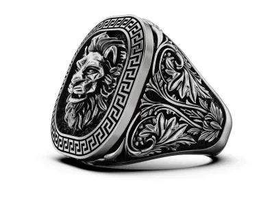Lion ring Greek ornament 3D print model