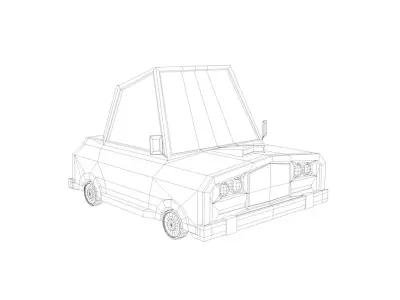 Green J - Low poly cartoon car 3D model