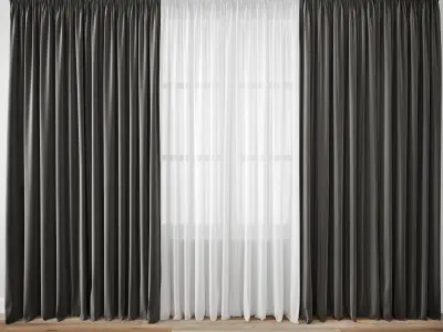 Curtain living room with curtains 3D model