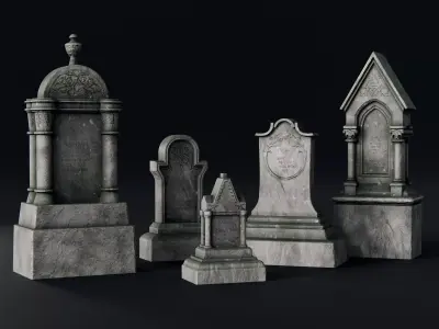 gothic gravestones Low-poly 3D model