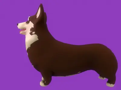 Stylized Brown Welsh Corgy for Games and Animation  Low-poly 3D model