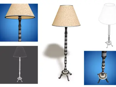 Lamp 3D Model floor with shade 3D model