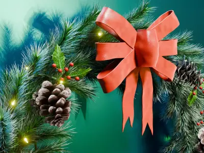 Christmas Garland 3D Snow - Realistic PBR Model 4K Atlas 73cm 3D model