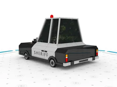 Sheriff - Low poly cartoon car 3D model