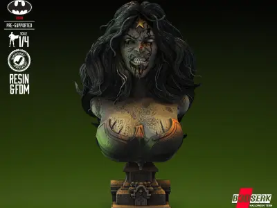 B3DSERK Wonder Woman Zombie Bust Tested for 3D printing 3D print model