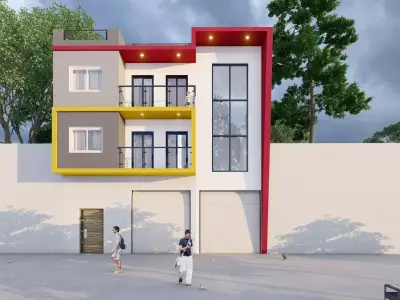 contemporary house  Low-poly 3D model