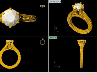 Disigner Dimond  Ring-005 3D print model