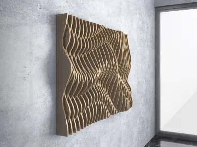 Parametric Wavy Wooden Wall Decor - 23 - CNC files for cutting 3D model