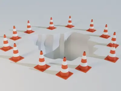 Traffic Cone High and Low Poly Gameready for Engines Low-poly 3D model
