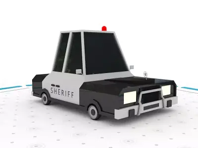 Sheriff - Low poly cartoon car 3D model