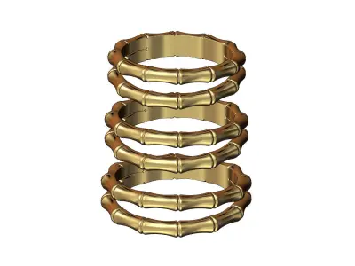 Double row bamboo shaped band US sizes 6 7 8 9 3D print model