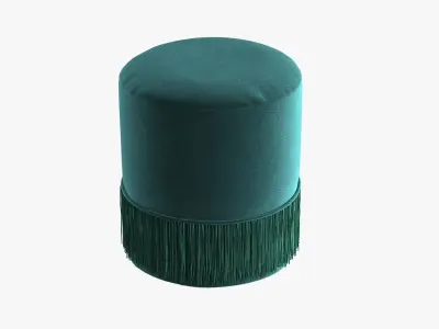 Teddy Velvet Ottoman in green grey  Low-poly 3D model