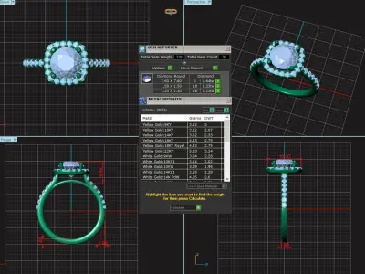 Ringwithhalo emerald and diamond ring 3D print model