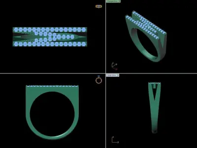 alphabet jewelry ring diamond letter M 3D print model