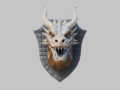 Wall Mounted Dragon Head 3D Model Low-poly 3D model