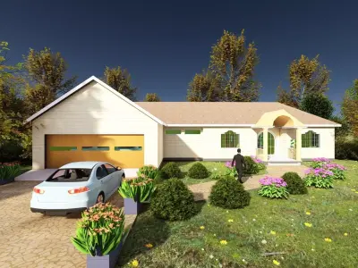 4 Bedroom house plan 3D model