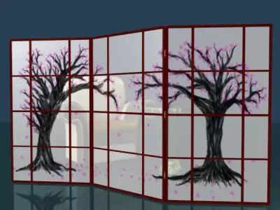 Folding screen rigged low poly Low-poly 3D model