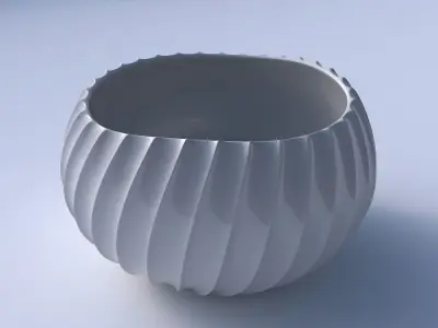 Bowl spheric twisted with extruded vertical lines 2 3D print model