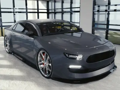 BLENDER EEVEE Brandless Small 4 door sedan Low-poly 3D model