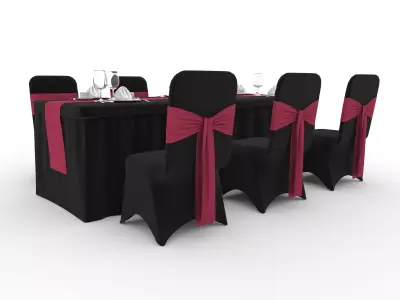 Banquet Table and Chair 128 3D model