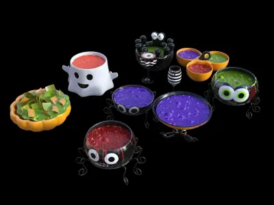 Pack halloween decoration 2022 Low-poly 3D model