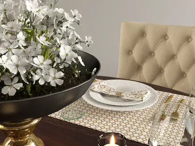 Table Chairs Tableware 3D model