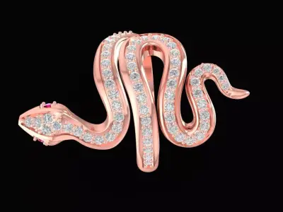Luxury Snake Shape Diamond Men Ring 3581 3D print model