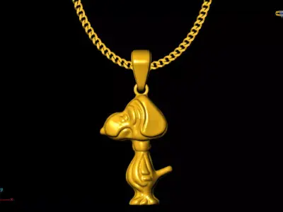 Snoopy pendant charms - one inch pendant 3D print model
