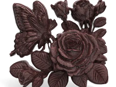 butterfly in rose cnc model 3D print model