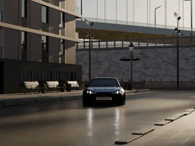Street for a photo shoot of transports  3D model