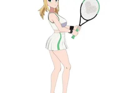 Anime Girl - Tennis Game Low-poly 3D model