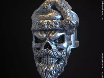 skull ring jewelry Santa claus  vol1 3D print model