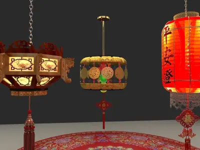 Chinese  red lantern 3D model