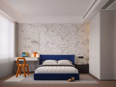 Modern Style Bedroom Interior  Master BedroomBoys RoomGuest Room 3D model