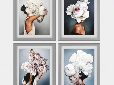 Art Frams 13- 4 Art Flower Head Woman 3D model