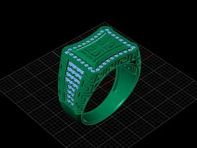 Print Ready STL 3DM  Gents Rings Diamond Men Ring  3D print model