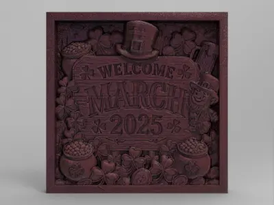 welcom march 2025 st patrick day decor  3D print model