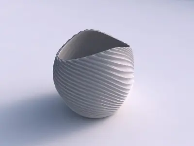 Bowl compressed 3 with bent extruded lines 3 3D print model