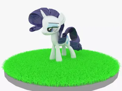 Cartoon White Pony Rigged Low-poly 3D model