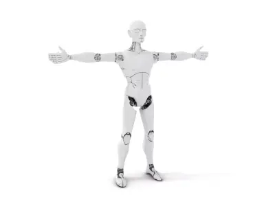 Sleek Silver Robot model pack Low-poly 3D model