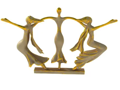 Three person dance sculpture Low-poly 3D model