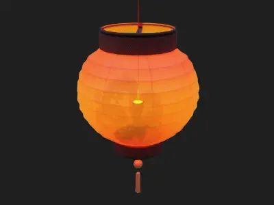 Realistic Chinese Lantern Low-poly 3D model
