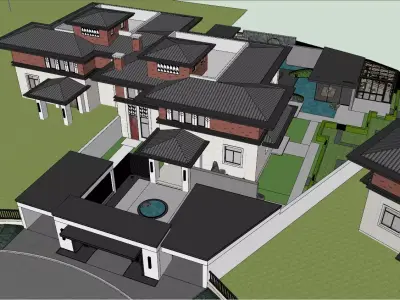 Landscape Model Pack SKP Lumion OBJ Zen Courtyard and Garden 3D model