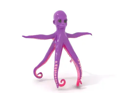 Purple Octopus Character model pack Low-poly 3D model