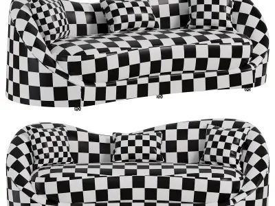 Luxury Green Velvet Upholstered Sofa by Homary 3D model