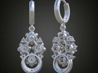 Earring 3D model 3D printable model 0107-10ol21n Free 3D print model