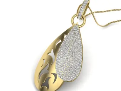 Pendant rose gold with diamonds 3D print model