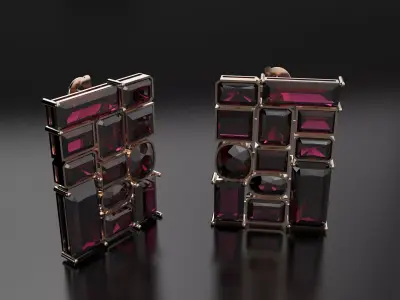 Earrings with baguettes  3D print model
